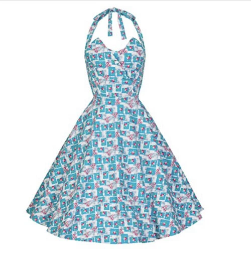 LINDY BOP MYRTLE Vintage 1950 s Rose Petal Floral Bust Halter Dress Uk 10 Vgc AA 17.68 PicClick UK