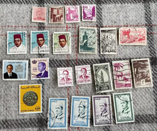 22 Postage Stamps Royaume Du Maroc Morocco Africa Collectable