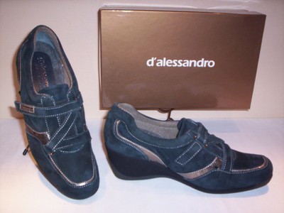 Alessandro D'ALESSANDRO SCARPA DONNA DELCOLTE' CAMOSCIO COLORE BLU ZEPPA 7 CM PLATEAU 2 CM 