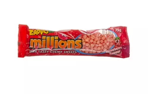 902412 1 x 75G PACKET ZAPPO MILLIONS STRAWBERRY FLAVOUR TINY TASTY CHEWY SWEETS