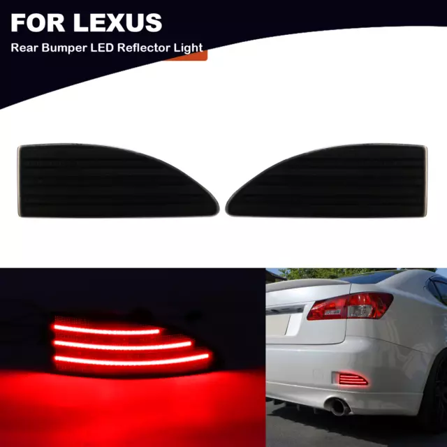2PCS Rear Bumper LED Reflector Light Smoke Lens For 2006-2013 Lexus IS250 IS350