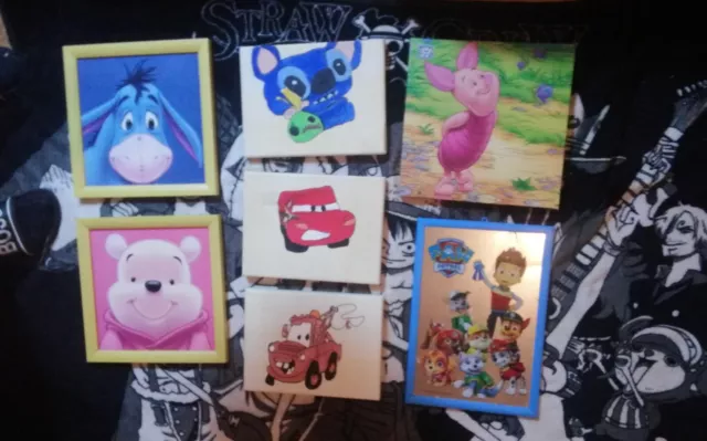 7 Wandbild Leinwandbilder Kinderzimmer Disney stitch winni pooh cars paw patrol