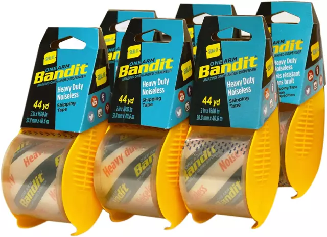 Seal-It Bandit Shipping Tape 6 Pack, 2 Inches x 1600 Inches, Total 9600 Inches,