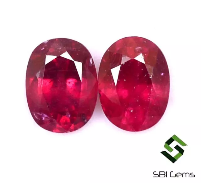 4.13 CTS Natural Ruby Oval Cut Pair 8x6 mm Calibrated Faceted Loose Gemstones GF