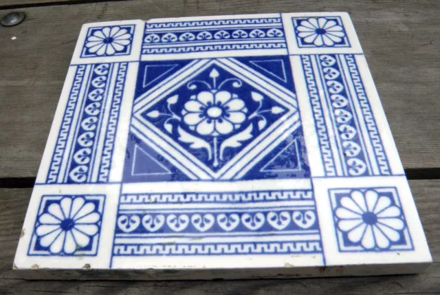 ANTIQUE BLUE ARTS & CRAFTS TILE  by MINTONS CHINA WORKS, STOKE ON TRENT C. 1880 3