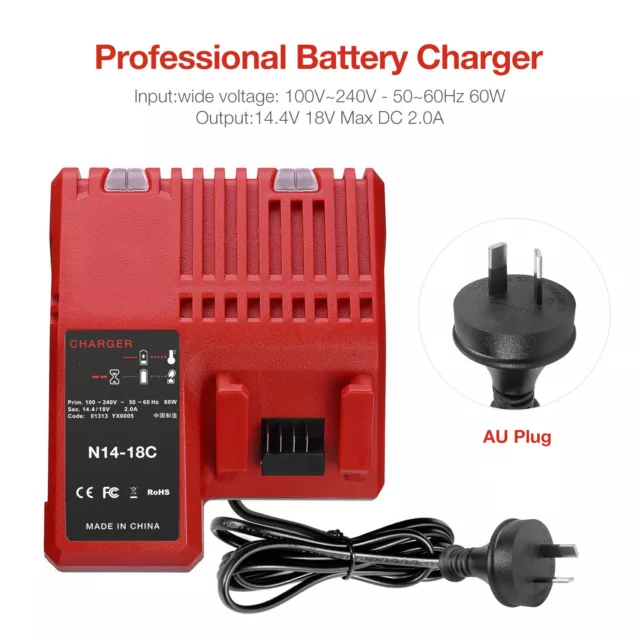 For Milwaukee M18 Battery & Charger 18V Lithium 48-11-1850 48-59-1812 48-11-1840