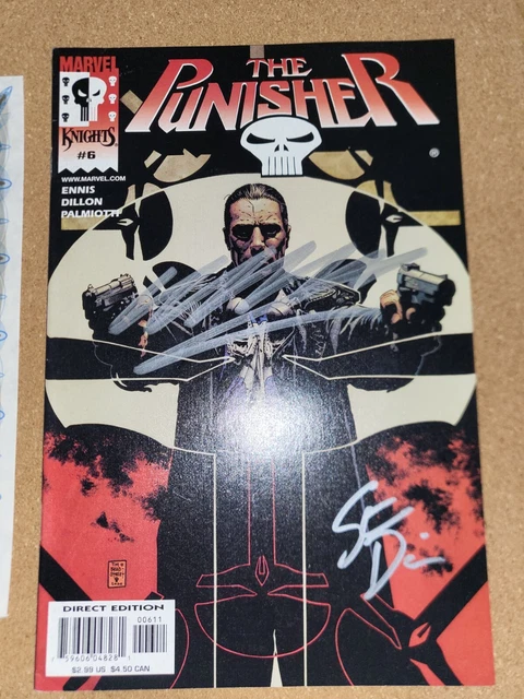 The Punisher #6 Vol  5 Marvel Knights Marvel Comic signed BY ENNIS & DILLION C/S 2