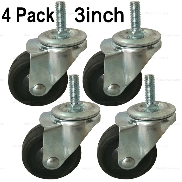 4x 3 Inch Swivel Stem Caster Wheels Replacement for Furniture and Workbench