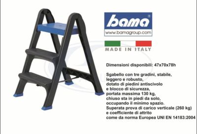 BAMA SCALA BAMA SKALA SGABELLO SCALETTA 3 GRADINI RICHIUDIBILE 47 X 70 X 78 CM 