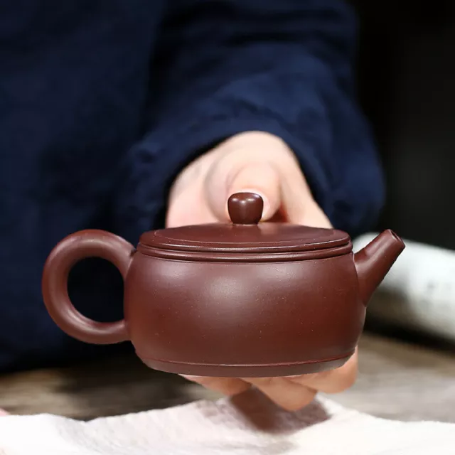 China Yixing Zisha Pottery Purple Zhu Clay Handmade 180cc Mesh Teapot 井栏