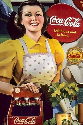 Poster Manifesto Locandina Pubblicitaria Vintage Bevanda Drink Coca Cola USA