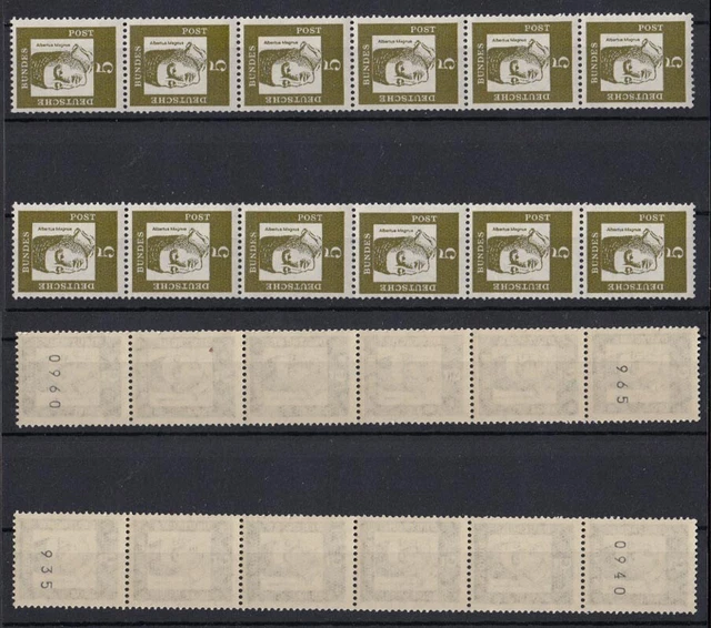 Bund 347y RM 6er Streifen mit g + u und u + g  Nr. Bedeutende Deutsche 5 Pf **