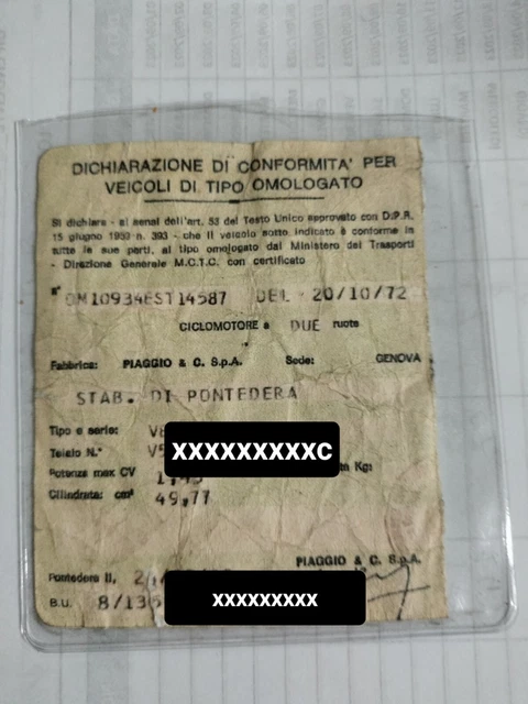 libretto vespa 50 special