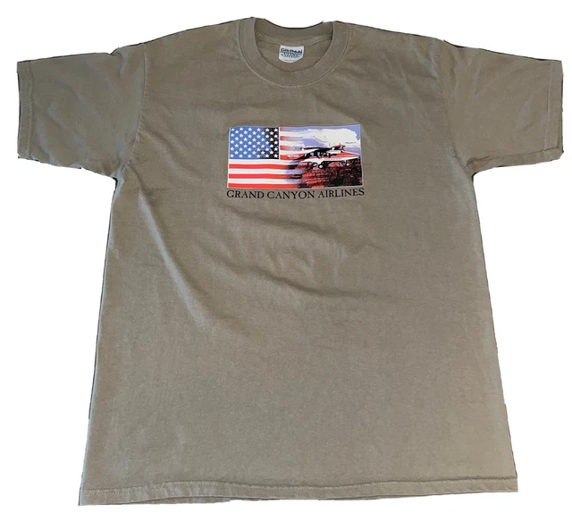 Vintage Grand Canyon Airlines Men’s Brown T-Shirt Size Large Short Sleeve NWOT