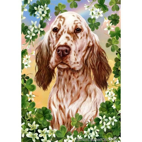 Clover House Flag - Orange Belton English Setter 31112