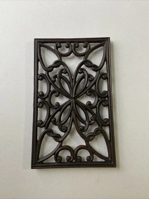Vintage Cast Iron Trivet For Hot Dishes Kitchen Rectangle 2