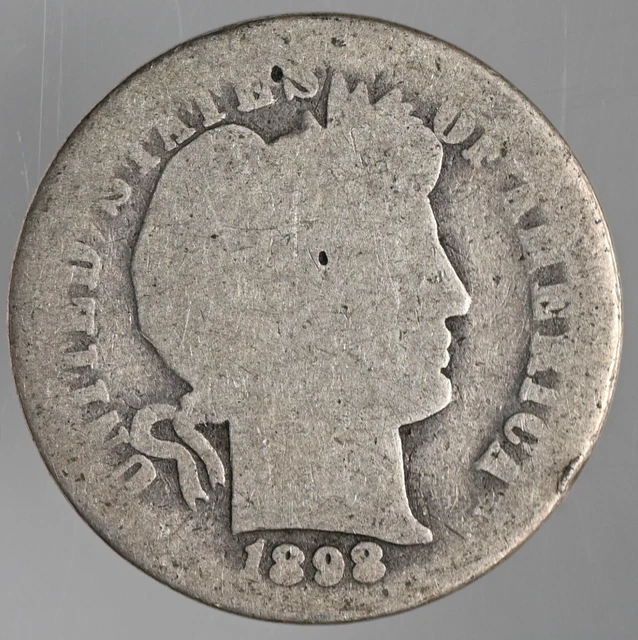 1898-P  10C  Barber Silver Dime Ag Details Mark On Reverse (231005-002)
