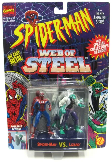 New ToyBiz Marvel Spider-Man Web Of Steel Die Cast Spider-Man Vs The Lizard 1994