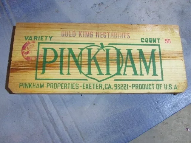 Vtg Wood Fruit Crate End w/Label Advertising Pinkham Nectarines Exeter CA