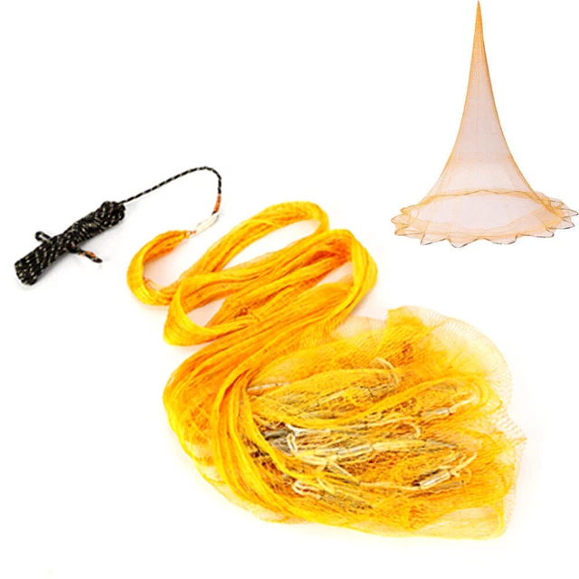 10.5FT Hand Cast Fishing Net Spin Network Easy Throw Bait Nylon 0.39'' Mesh SALE