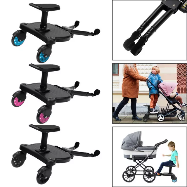 Buggy Board Kiddy mit Sitz Trittbrett 360° Rollbrett Zweirad für Kinderwagen