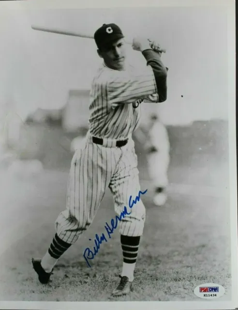 Billy Herman (d.1992) Chicago Cubs HOF Autographed 8x10 Signed Photo PSA