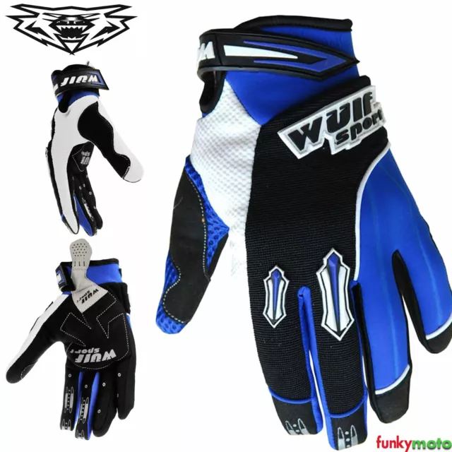 Wulfsport Kinder Motocross Handschuhe Quad Bmx Fahrrad Handschuhe Schwarz/Blau