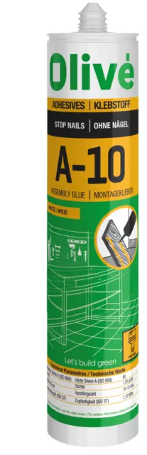 OLIVÉ A-10 NO NAILS SOLVENT FREE  (WHITE) X 24units