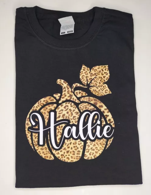 T-shirt zucca di Halloween, Hocus Pocus, zucca leopardata. Ragazze personalizzate