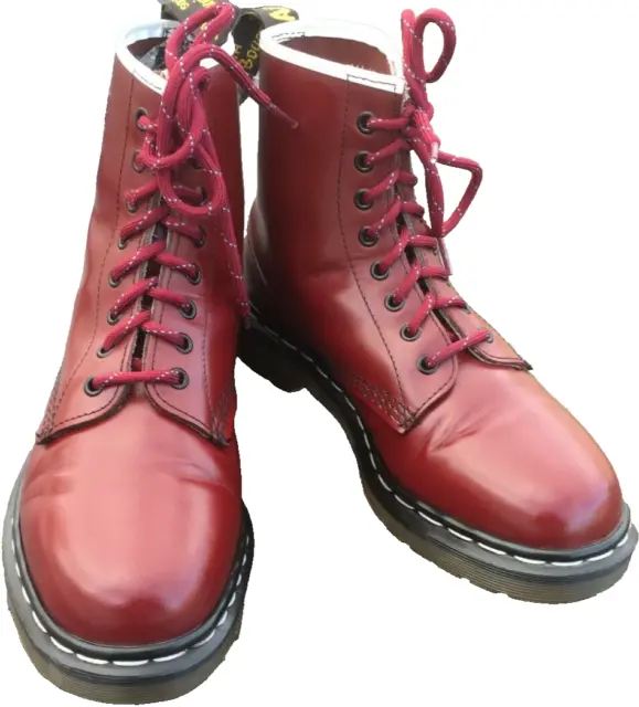 DR MARTENS 1460 cherry red leather boots UK 8 EU 42 Made in England ...