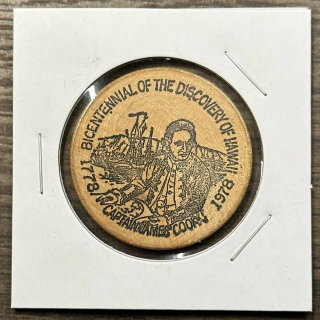 Bic Of The Discovery Of Hawaii, Captain Cook - Wooden Nickel - Hawaii Token Coin