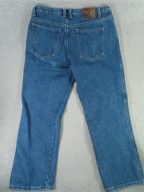 Stanley Jeans Mens 38x34 Blue Fleece Lined Med Wash Heavy Actual 36x31