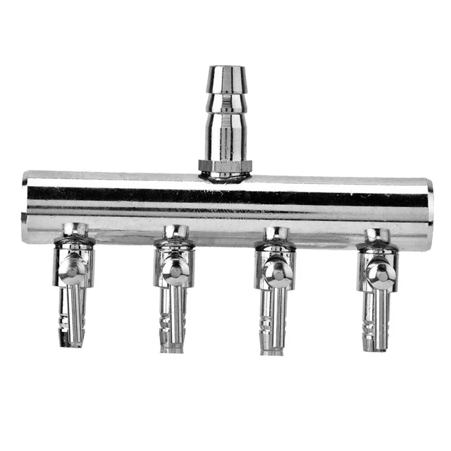 Stainless Steel Aquarium Fish Tank Air Flow 8mm Turn To 4mm Splitter Control