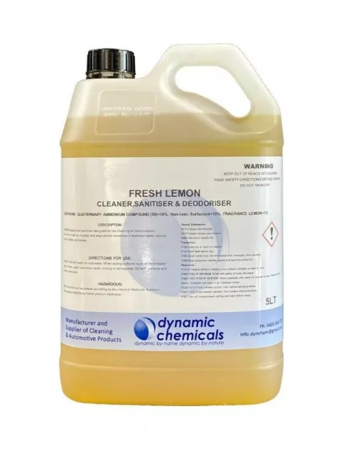 5 Litre FRESH LEMON Disinfectant Sanitiser Cleaner & Deodoriser