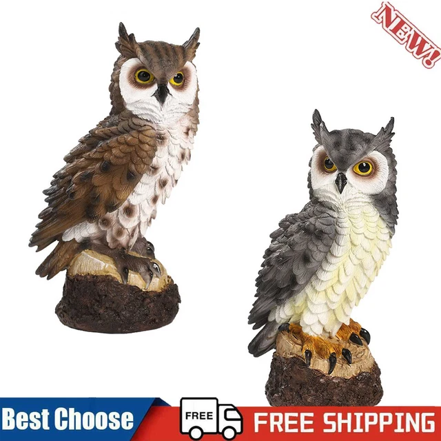 Resin Owl Bird Statue, Garden Sculpture, Art Figurine Ornament for Patio, Lawn