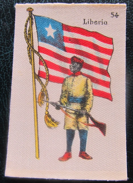 Cigarette Silks Card Liberia military La Favorita Soldiers Flag ORIGINAL BACK