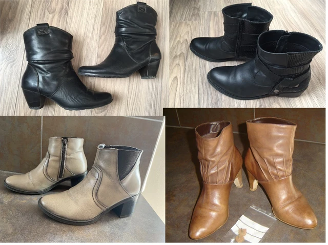 Bottines Pointure 39 Lot De 4 Paires En Cuir Avec Defauts Talons A Refaire