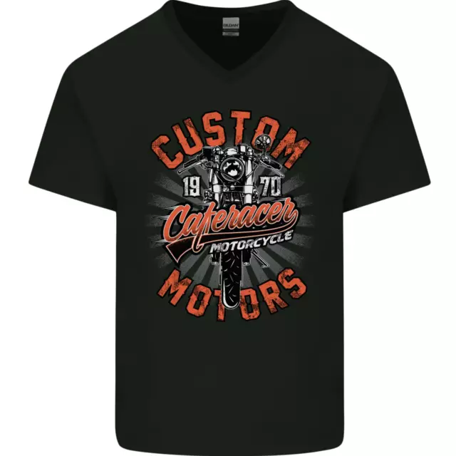 T-shirt biker personalizzata Cafe Racer Motors moto da uomo collo a V cotone