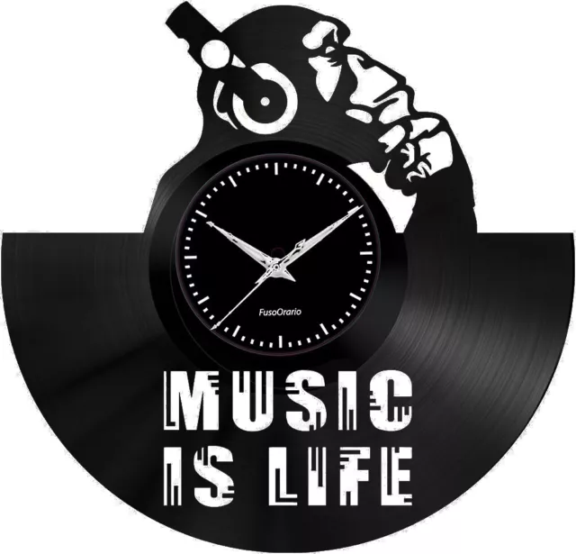 Orologio disco vinil clock orologio da parete  a tema  music is life