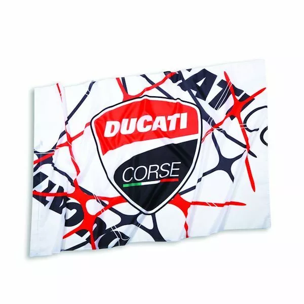 DUCATI Corse Power Fahne Flagge Fan Flag Bandiera  weiß/rot/schwarz  *987699431*