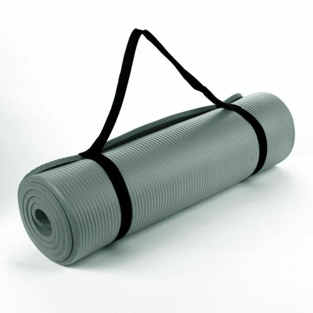 Extra Thick Yoga Mat 15mm Non Slip Exercise Pilates Gym Picnic Camping Straps 2