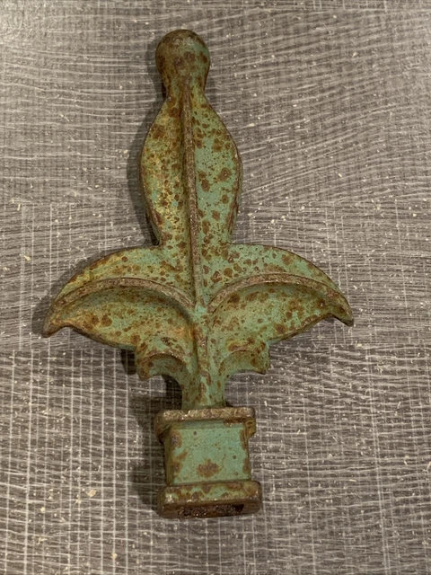 Vtg 7” Fleur De Lis Cast Iron Finial Fence Gate Heavy