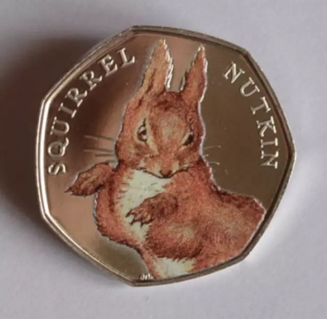 COLOURED SQUIRREL NUTKIN 50p PENCE BEATRIX POTTER Peter Rabbit UNCIRCULATED COIN