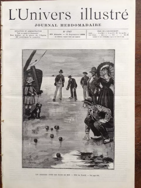 L'univers Illustre 1888 N 1747  Le Jeu De Boules Sur La Plage : Le Cochonnet