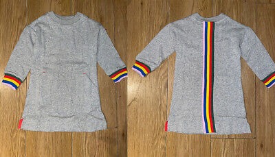 Mini Boden Girls Grey Rainbow Cotton Fleece Jumper Sweatshirt Dress Top 2-14