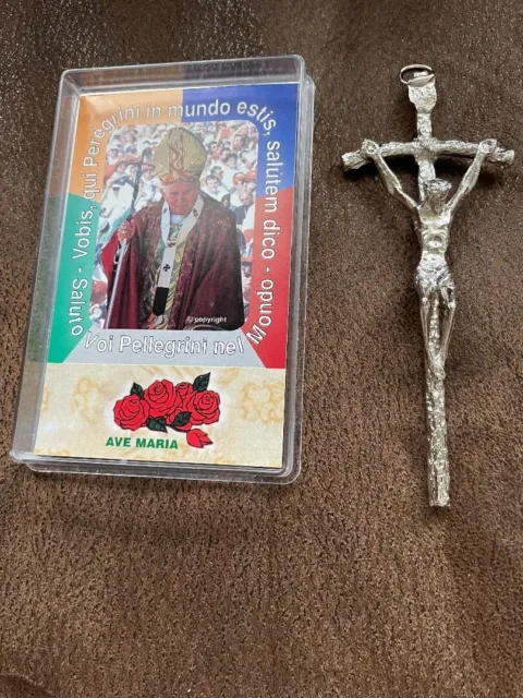 Pope John Paul II Blessed Cross Silver Crucifix Vatican Rome