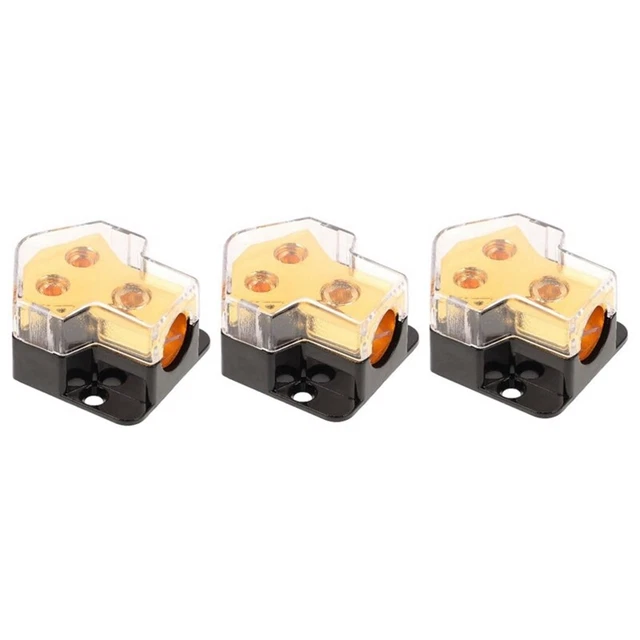Bloc De Distribution Audio 2 Voies Pour Voiture, Camion, Bateau - Entrée 0GA, Sorties 4GA, Protection Contre Les Surtensions - 3