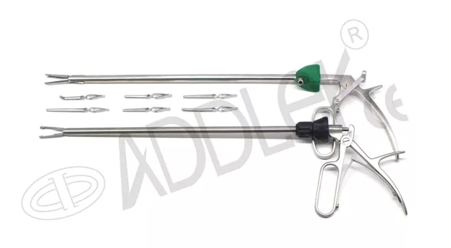 ADDLER Laparoscopy Bulldog & Hemo Lock Clip Applicator 10mm Surgical Inst Set2pc
