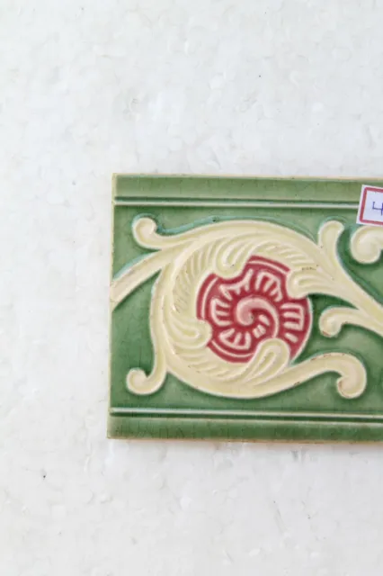 Japan antique art nouveau vintage majolica border tile c1900 Decorative NH4370 2
