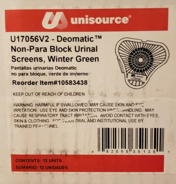 12 Pack- UNISOURCE Deomatic Non-Para Block Urinal Screeens U17056V2 WINTER GREEN